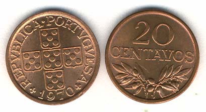 Portugal KM595(U) 20 Centavos