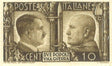 PS-ITAL571 Italian stamp of Mussolini and Hitler, bare-headed