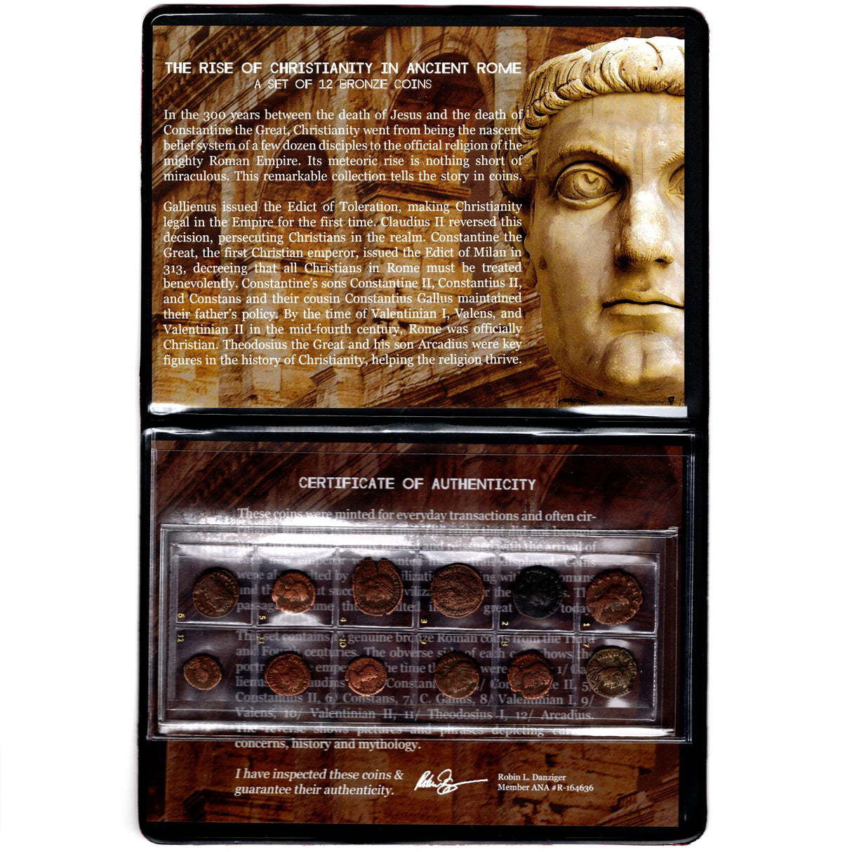 RISEOFCHRISTALB-B Rise of Christianity in Ancient Rome: 12 Bronze Coins