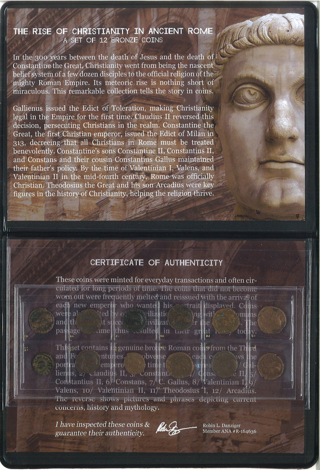 RISEOFCHRISTALB-B Rise of Christianity in Ancient Rome: 12 Bronze Coins