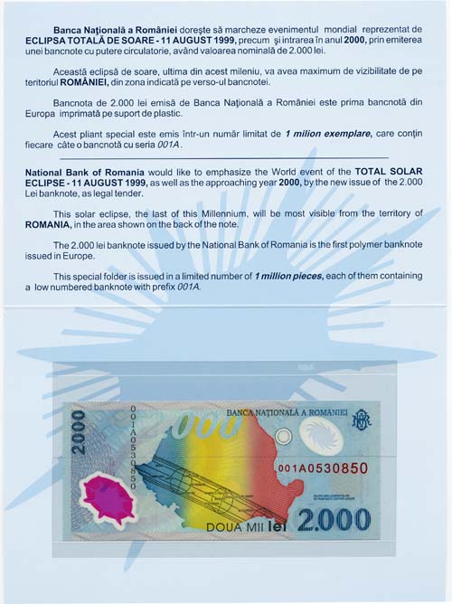 Romania P111FOLDER(U) 2,000 Lei in commemorative folder