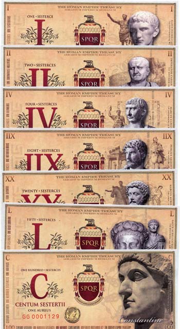 ROMAN7BNSET(U) Roman set of 7 Fantasy Banknotes (2007)