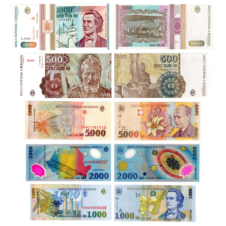 Romania: Five Banknotes of Romania (billfold) (ROMANIA2-BF)