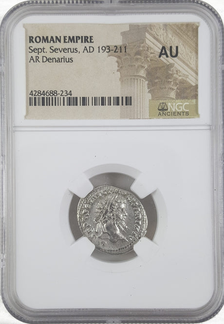 SEPTIMIUSSEV(AR)NGC(AU) Roman Silver Denarius of Septimius Severus (AD 193-211) NGC(AU)