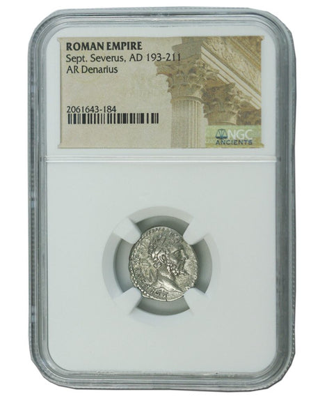 SEPTIMIUSSEV(AR)NGC(HG) Roman Silver Denarius of Septimius Severus (AD 193-211) NGC(HG)