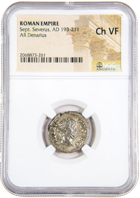 SEPTIMIUSSEV(AR)NGC(VF) Roman Silver Denarius of Septimius Severus (AD 193-211) NGC(VF)