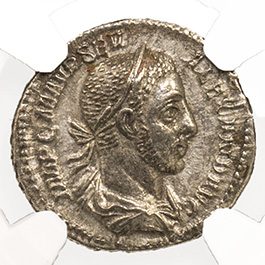 SEVERUS ALEXANDER(AR)NGC(AU) Roman Silver Denarius of Severus Alexander (AD 222-235) NGC(AU)