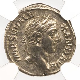 SEVERUS ALEXANDER(AR)NGC(XF) Roman Silver Denarius of Severus Alexander (AD 222-235) NGC(XF)