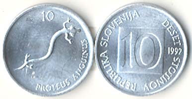 Slovenia KM7(U) 10 Stotinov (salamander)