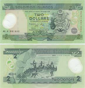 Solomon Islands P23(U) 2 Dollars - Polymer (Plastic)