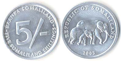 Somaliland KM19(U) 5 Shillings Elephant W/ Baby