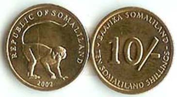 Somaliland KM3(U) 10 Shillings - Monkey