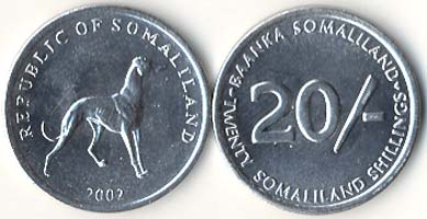 Somaliland KM6(U) 20 Shillings (Dog)