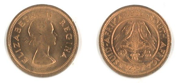 South Africa KM44-1957(U) 1/4 Penny (Farthing) - 1957