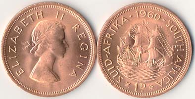 SOUTKM46(U) South Africa KM46(U) 1 Penny - 1960