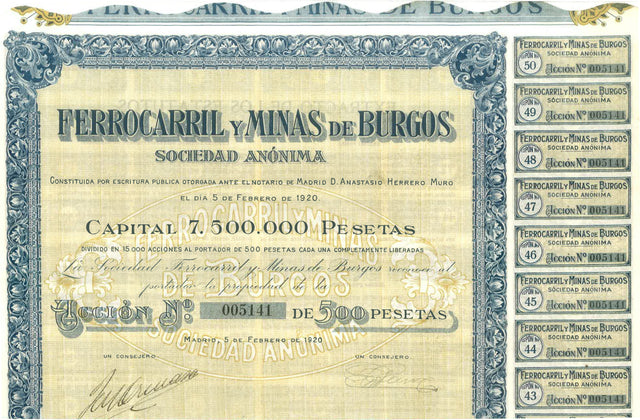 SPAIBOND(U) Spain: Railroad and Mine of Burgos, Bond, 1920