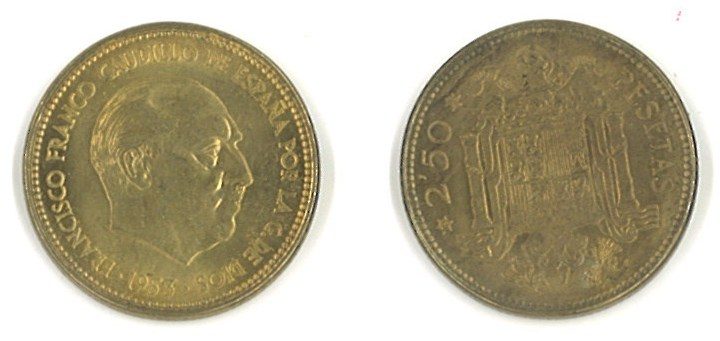 Spain KM785(U) 2 1/2 Peseta