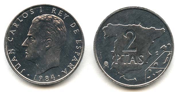 Spain KM822(U) 2 Peseta