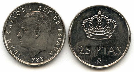 Spain KM824(U) 25 Pesetas