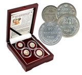 STALINSL4CNBOX Stalin's "Death Sentence" Coins: Box of 4 Russian Silver Coins (Four-Coin Box)