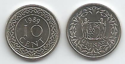 Surinam KM13a(U) 10 Cents