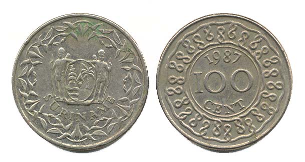 Surinam KM23(VF-F) 100 Cents