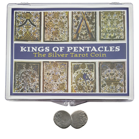 TAROT-CLRBOX King of Pentacles: The Silver Tarot Coin (Clear Box)