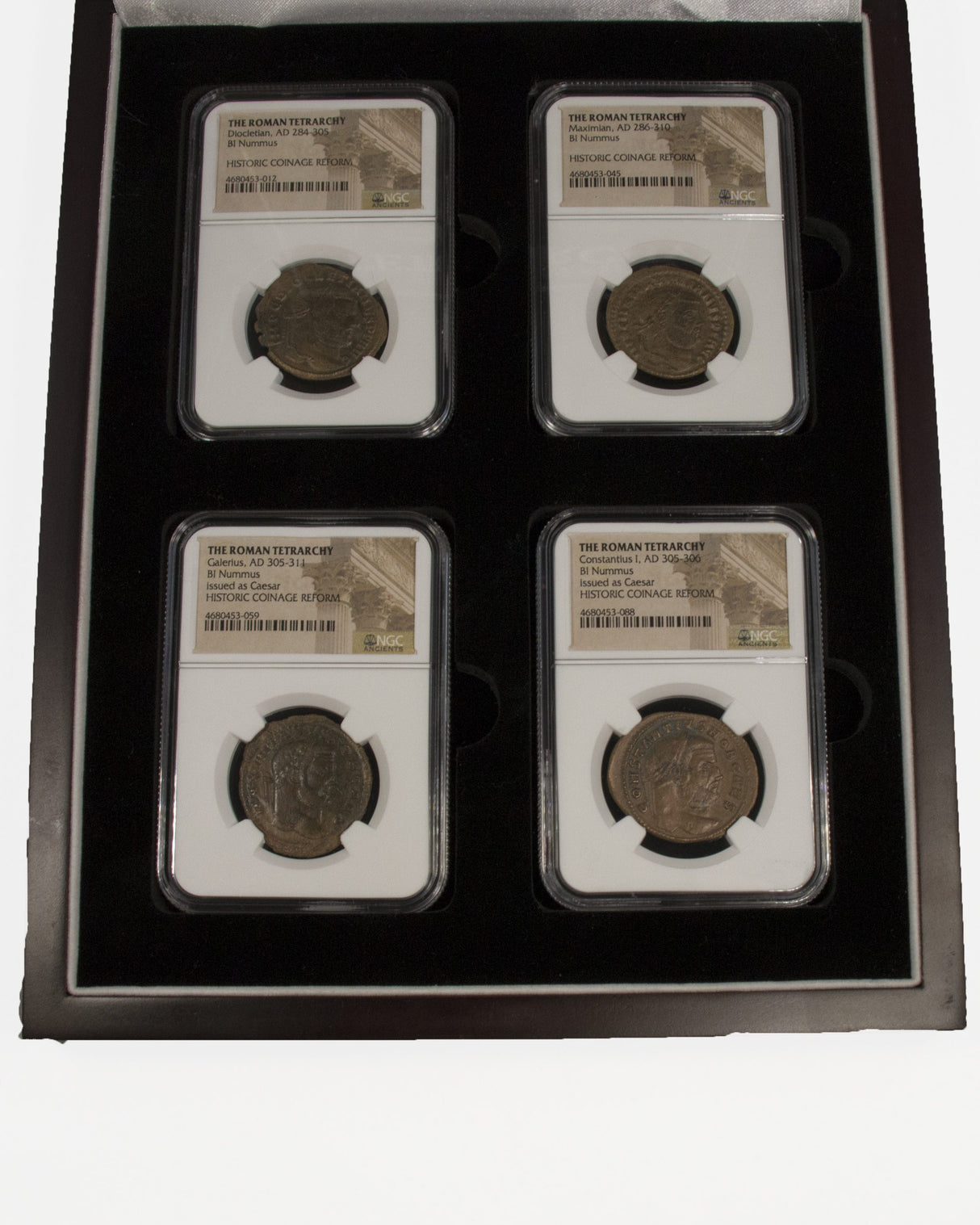 TETRARCHY4CNBOX-NGC The Roman Tetrarchy: A Collection of Four NGC-Slabbed Coins (Four-Coin Box)