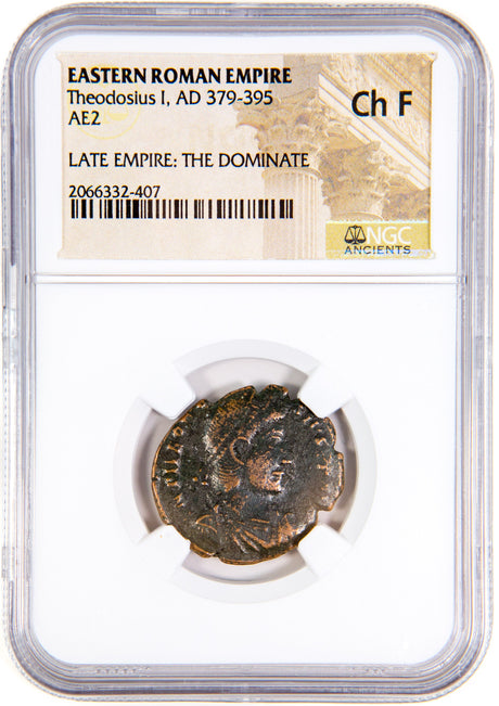 THEODOSIUS1ST(AE2)NGC(F) Roman AE of Theodosius I (AD379-395) NGC(F)