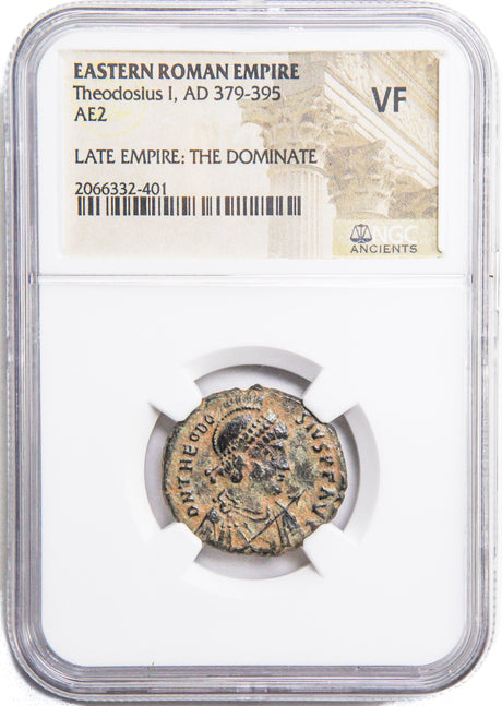 THEODOSIUS1ST(AE2)NGC(VF) Roman AE of Theodosius I (AD379-395) NGC(VF)