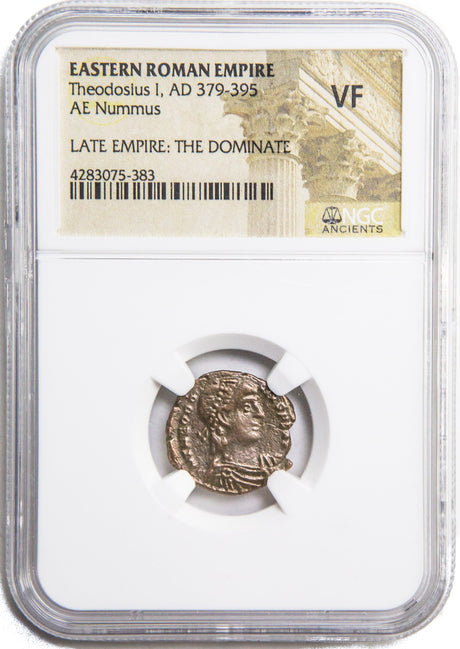 THEODOSIUS1ST(AE3)NGC(VF) Roman AE of Theodosius I (AD379-395) NGC(VF)