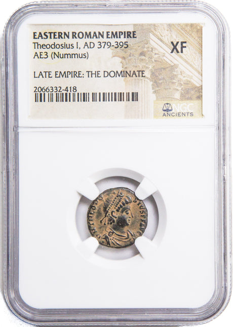 THEODOSIUS1ST(AE3)NGC(XF) Roman AE3 of Theodosius I (AD379-395) NGC(XF)