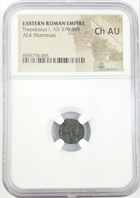 THEODOSIUS1ST(AE4)NGC(CH-AU) Roman AE of Theodosius I (AD379-395) NGC(CH-AU)