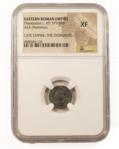 THEODOSIUS1ST(AE4)NGC(XF) Roman AE of Theodosius I (AD379-395) NGC(XF)