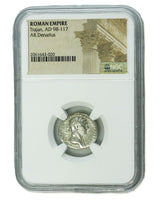 TRAJAN(AR)NGC Roman Silver Denarius Of Trajan (Ad 98-117) NGC