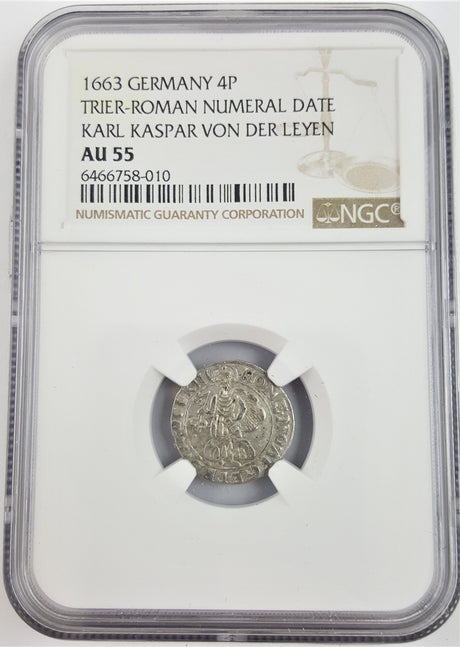 TRIER-KARL-NGC(AU) 4 Pfennig, Germany, 1652-1673, Archbishopric/Electorate of Trier(AU)