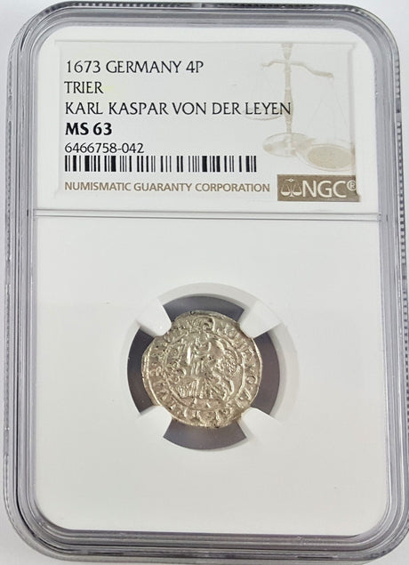 TRIER-KARL-NGC(MS) 4 Pfennig, Germany, 1652-1673, Archbishopric/Electorate of Trier(MS)