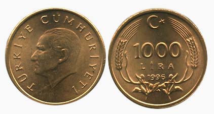 Turkey KM1028(U) 1,000 Lira