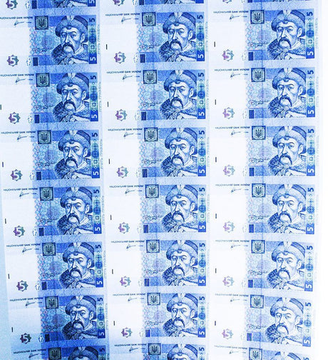 Ukraine P118cSHEET30(U) 5Hryven uncut sheet Of 30 notes