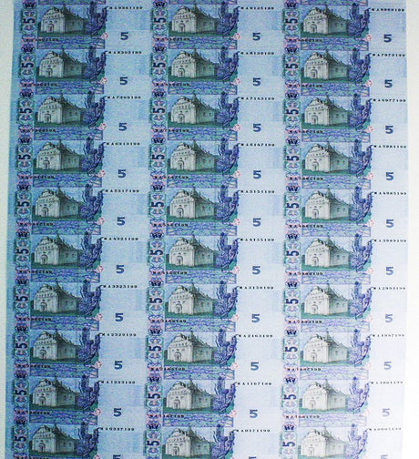 Ukraine P118cSHEET30(U) 5Hryven uncut sheet Of 30 notes