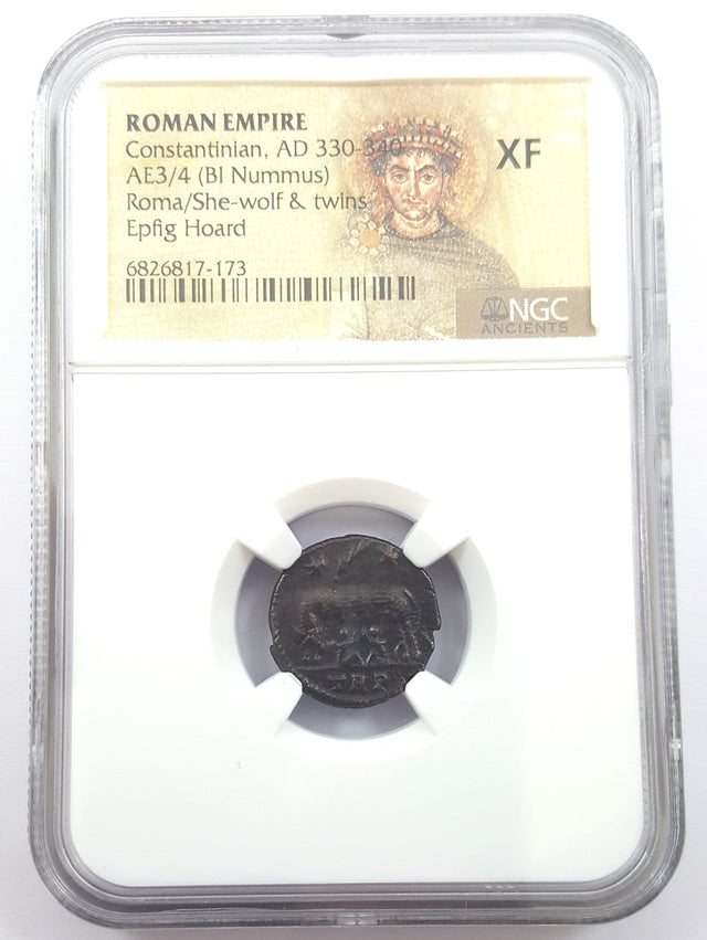 URBSROMA(EPFIG)NGC(XF) Roman AE of Urbs Roma (AD 330-346) Epfig Hoard NGC(XF)