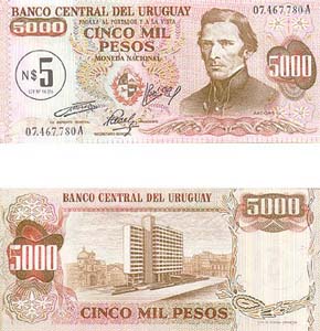 Uruguay P57(U) 5 N. Pesos / 5000 Pesos