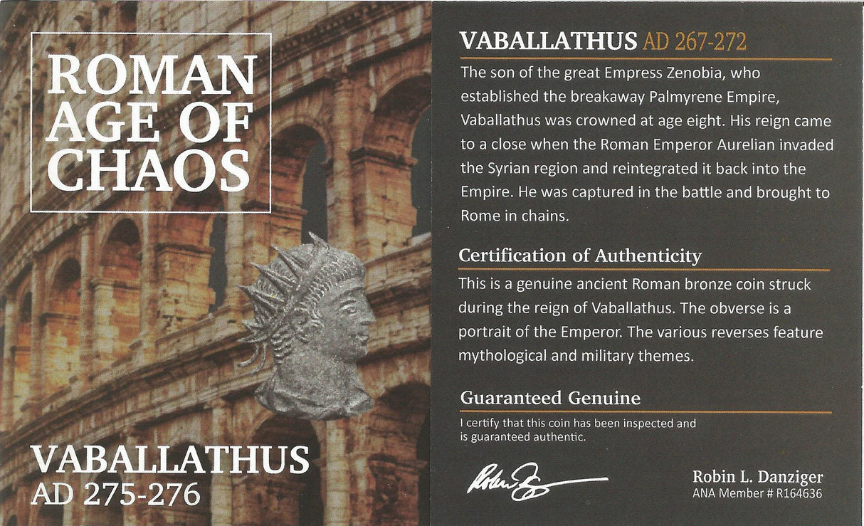 VABALATHUS(AR)NGC(LG) Palmyrean silver Antoninianus of Vabalathus, in the name of Roman Emperor Aurelian(LG)