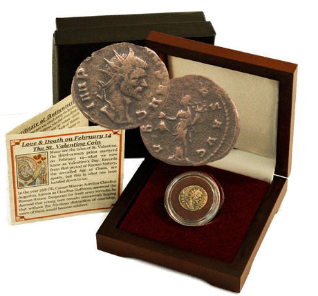 VALENTINEBOX Father of Valentine's Day Box: Bronze Coin of Roman Emperor Claudius II Gothicus (One-Coin Box)