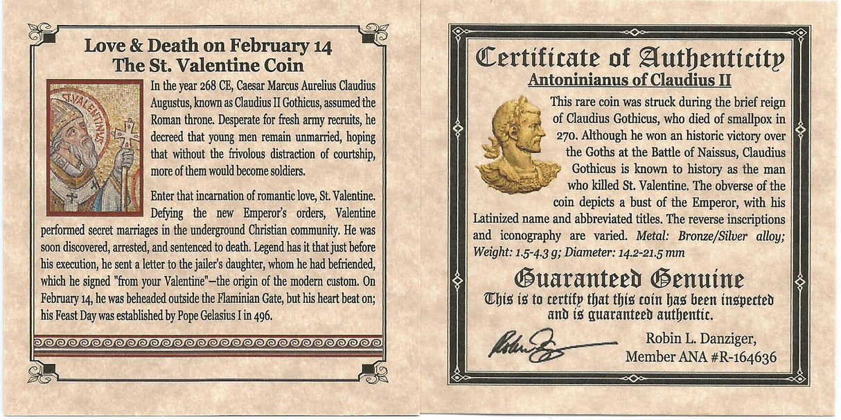 VALENTINEMINI St. Valentine Bronze Coin of Claudius II (Mini Album)(C)