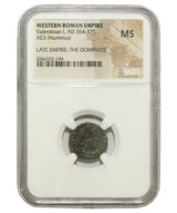 VALENTINIAN1ST(AE3)NGC(MS) Roman AE of Valentinian I (AD364-375)NGC(MS)