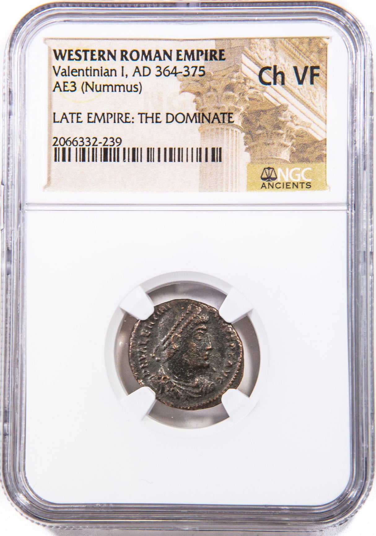 VALENTINIAN1ST(AE3)NGC(VF) Roman AE of Valentinian I (AD364-375)NGC(VF)