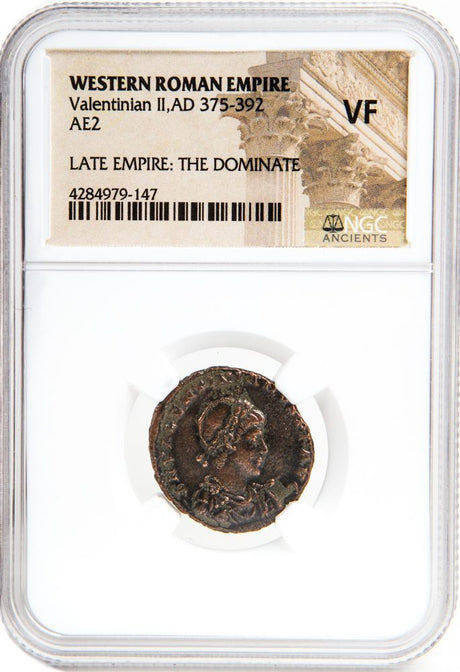 VALENTINIAN2ND(AE2)NGC(VF) Roman AE2 of Valentinian II (AD375-392)NGC(VF)