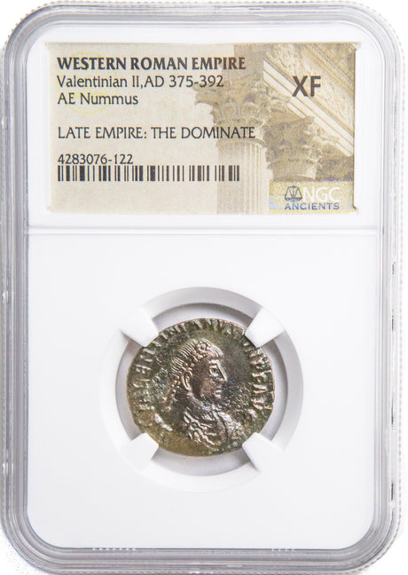 VALENTINIAN2ND(AE2)NGC(XF) Roman AE2 of Valentinian II (AD375-392)NGC(XF)