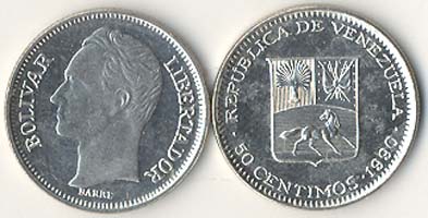 Venezuela KM41a(U) 50 Centimos